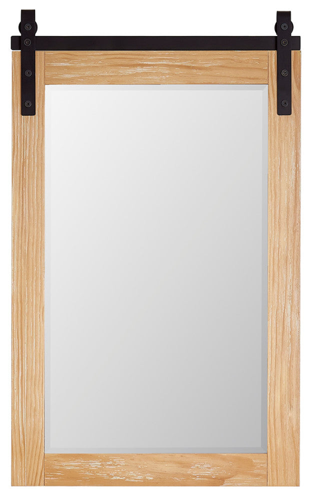 Cortes Rectangular Wall Mount Mirror, Weathered Pine, 24"