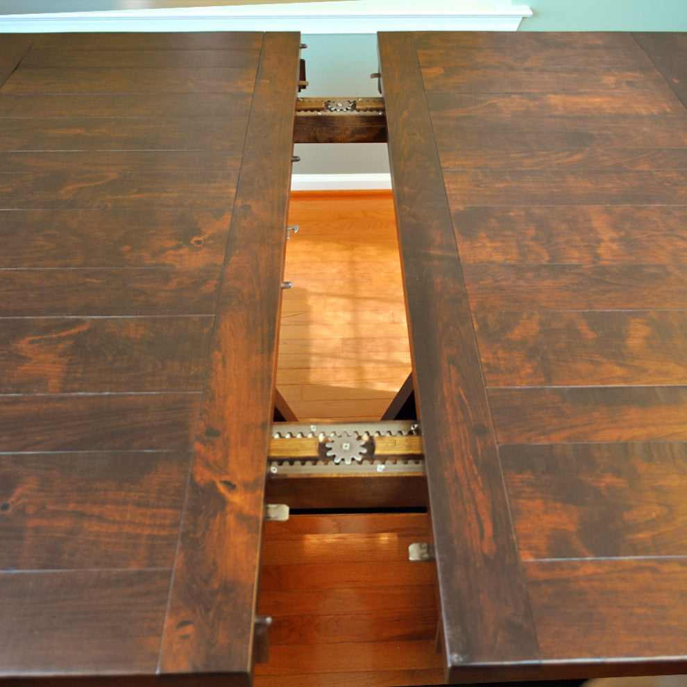 Hawthorne Rustic Cherry Square Extendable Dining Table , 66x66 4 Leaves