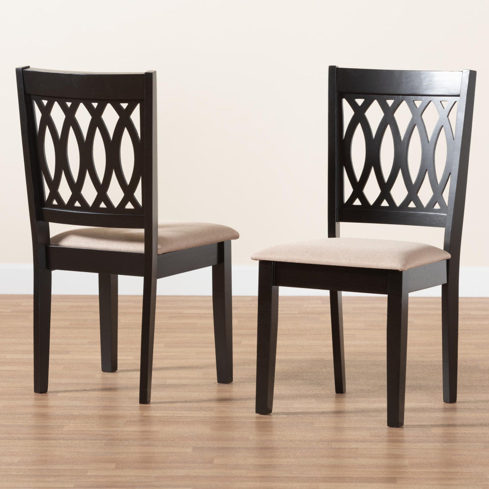 Denia Dining Collection, Beige/Espresso Brown, Dining Chair, Set of 2