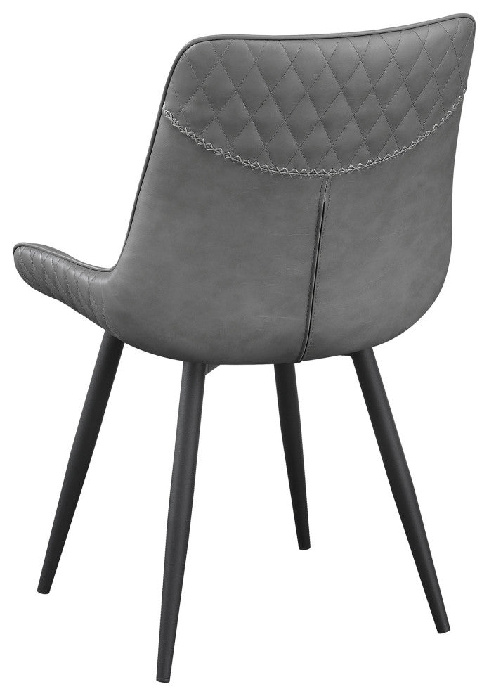 Set of 2 Dining Side Chairs, Gray and Black Finish