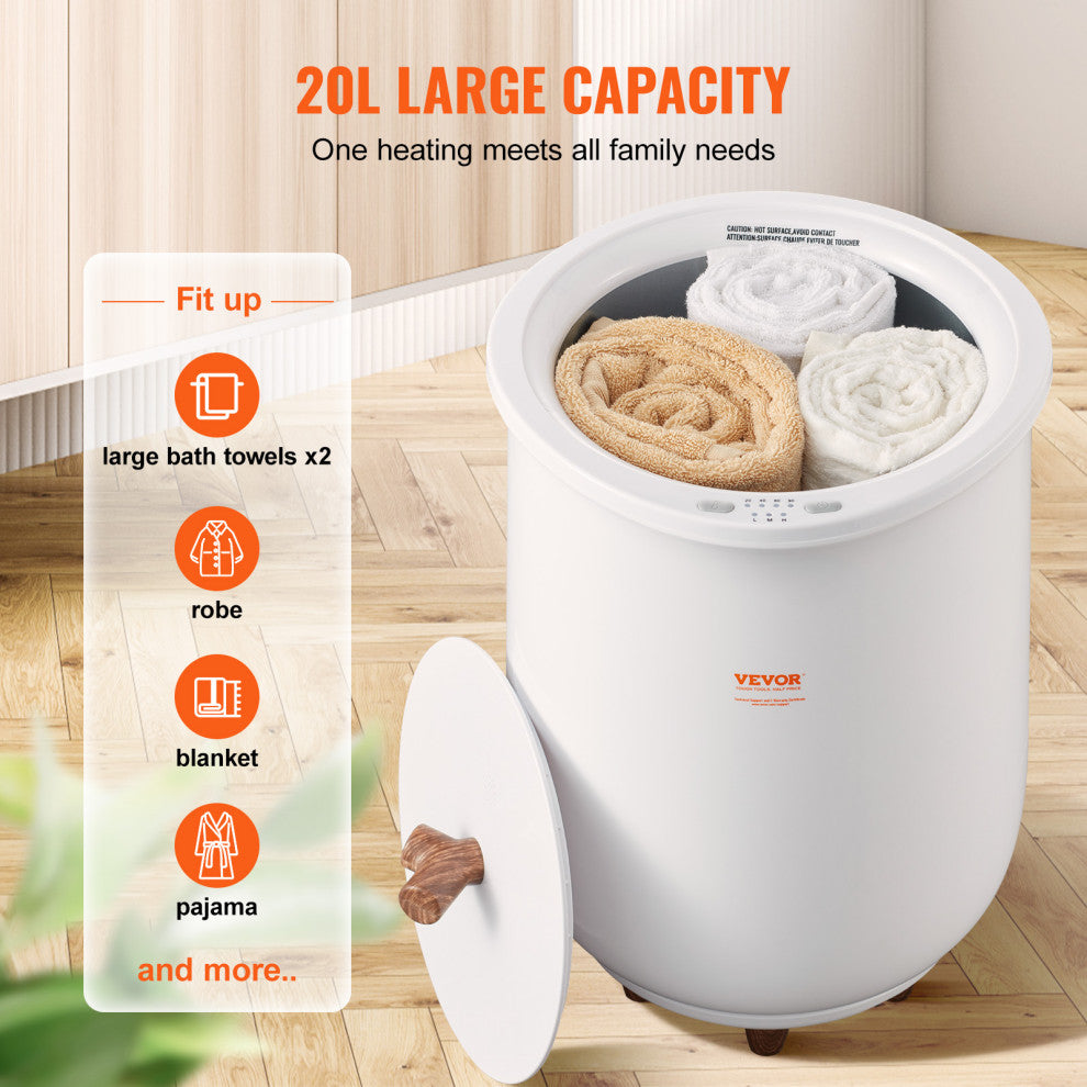 VEVOR Towel Warmer Bucket 20L Large Towel Warmers for Bathroom with LED Light