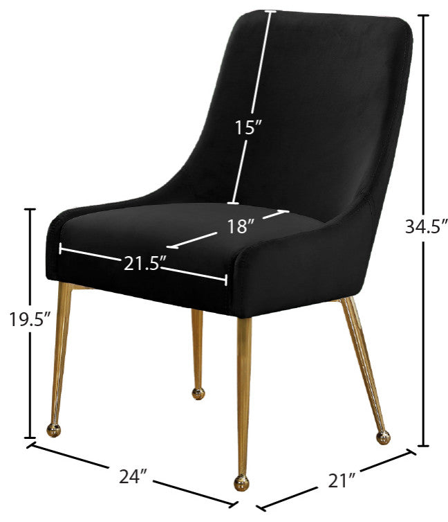 Owen Velvet Dining Chair, Set of 2, Black