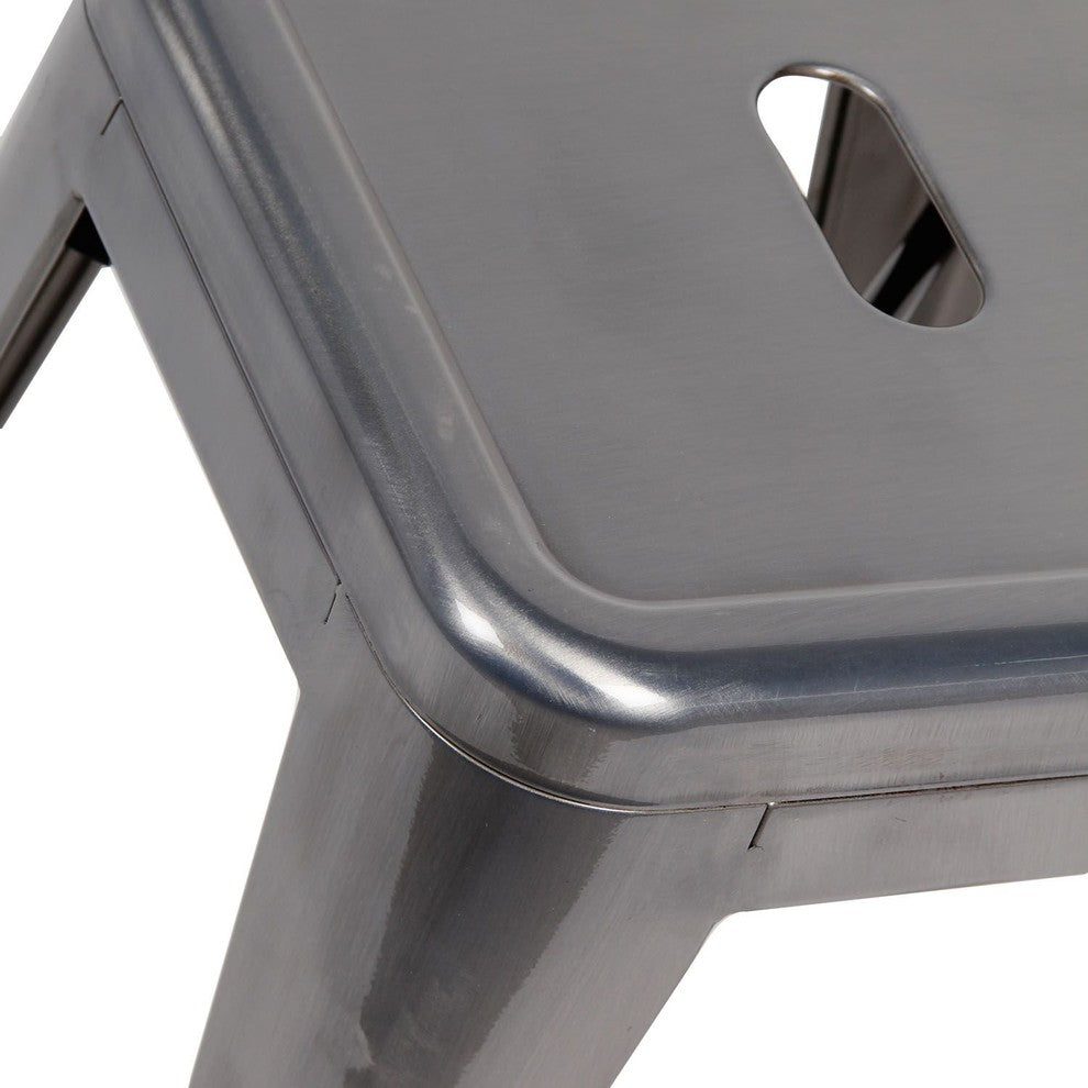Nicer Furniture  Set of 2- Tolix style Backless Metal Stack Stool 18"- Gunmetal