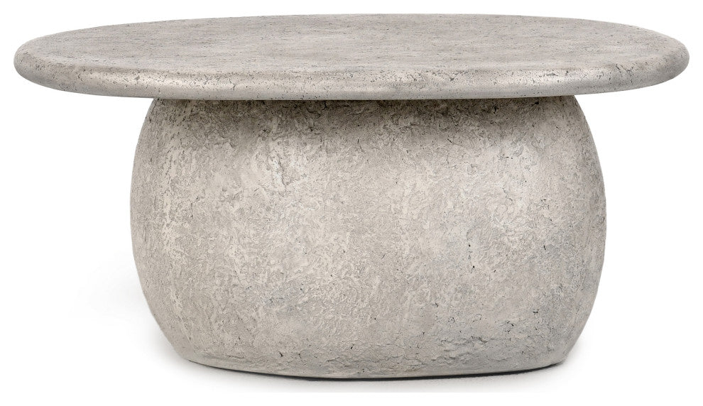 Britney 42" Concrete Outdoor Round Coffee Table, Light Grey