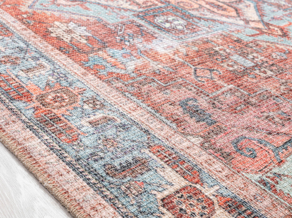 Vera Collection Lt Blue 7'6" x 10' Rectangle Residential Indoor Area Rug