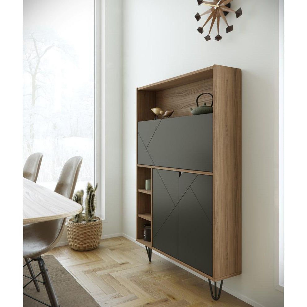 Nexera 611057 Slim Secretary Desk, Nutmeg And Charcoal Grey