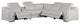 Marco-6-Piece, 3-Power Reclining Italian Leather Sectional, Light Gray