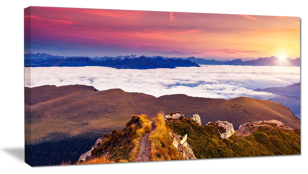 "Foggy Val Gardena Valley Panorama" Seashore Wall Art, 40"x20"