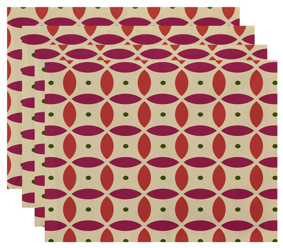 Beach Ball Geometric Print Placement, Soft Lemon, Set of 4