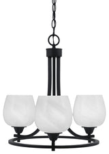 Paramount 3-Light Chandelier, Matte Black, 6" White Marble Glass