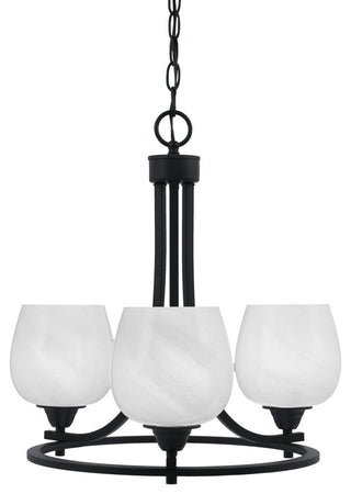 Paramount 3-Light Chandelier, Matte Black, 6" White Marble Glass