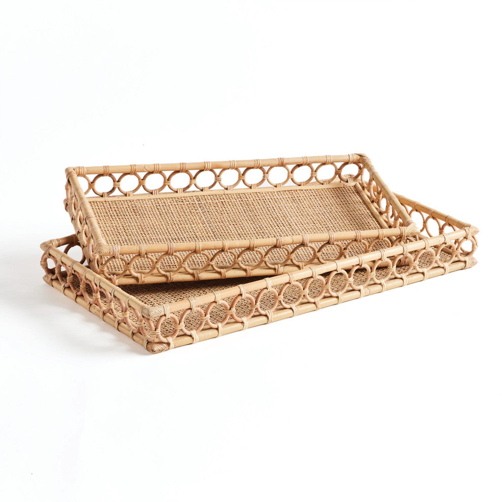 Ninette Rattan Rectangular Trays, Set of 2