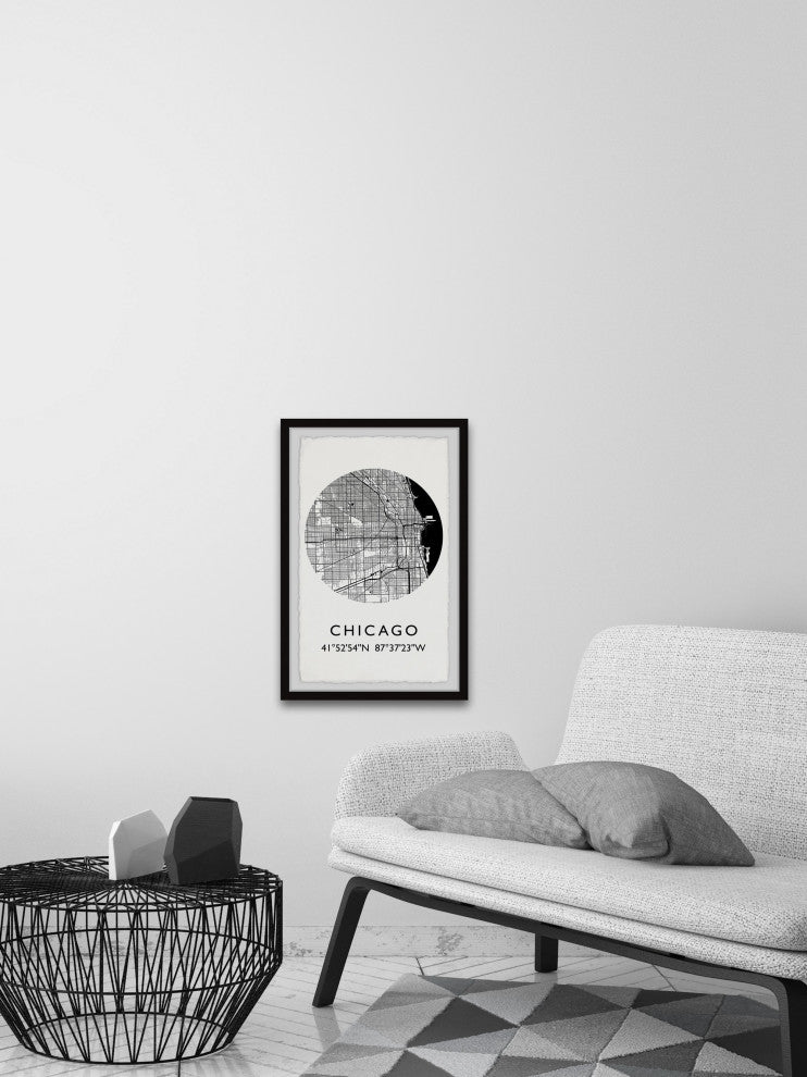 "Chicago Coordinates" Framed Painting Print, 20x30