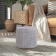 Loft Lyfe Marbella Ottoman, Hand Knitted, Wooden Tray, Cotton Yarn, Light Gray