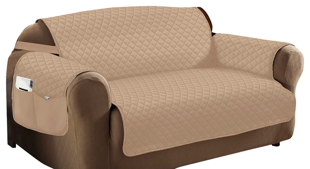 Classic Quilted Furniture Protector Slipcover, Chair, Taupe