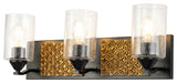 Arcadia 3 Light Bath Vanity Light in Matte Black and Gold Accents