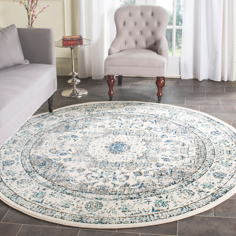 Safavieh Couture Evoke EVK220 Rug, Ivory / Grey, 4'' Round