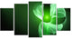 Green Flower Fractal Illustration, Abstract Canvas Art Print, 60"x32", 5 Panels