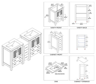 Sydney 60" Double Vanity Set With Mirrors, Glossy White No Mirror