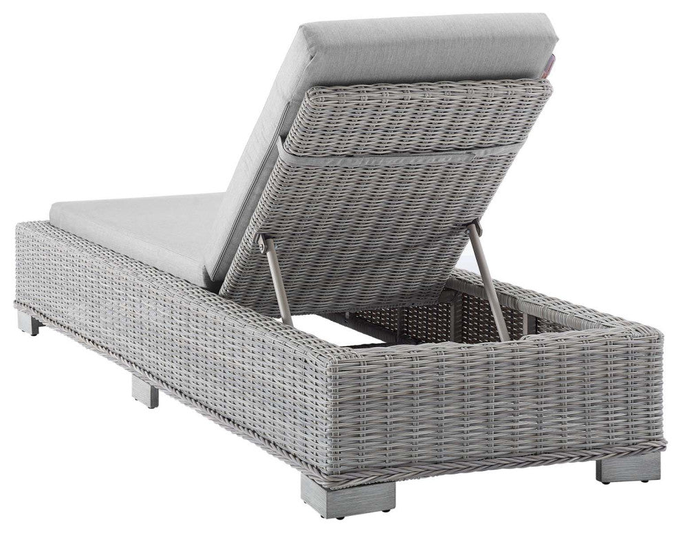 Lounge Chair Chaise, Sunbrella, Rattan, Wicker, Gray, Modern, Outdoor Patio