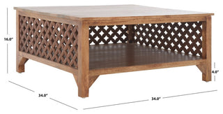Safavieh Squall Square 1 Shelf Coffee Table, Burnt Natural