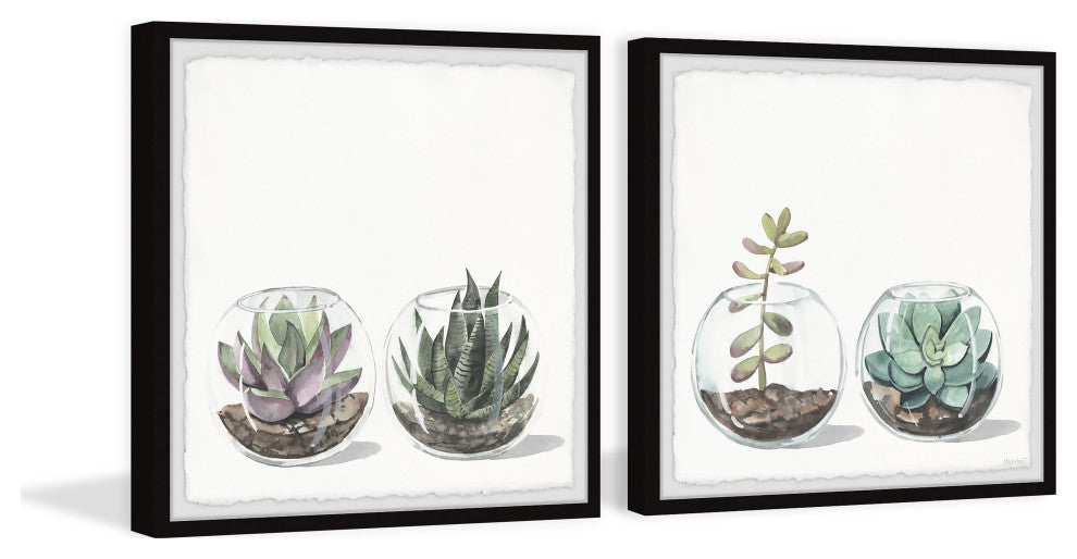 Round Glass Terrarium Diptych, 2-Piece Set, 32x32 Panels