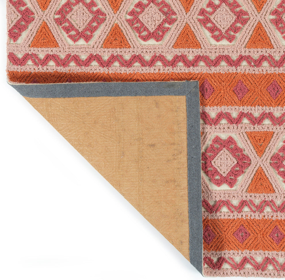 Kaleen Indoor-Outdoor Midcentury Modern Ayrlies Garden Rug, Orange, 9''x12''