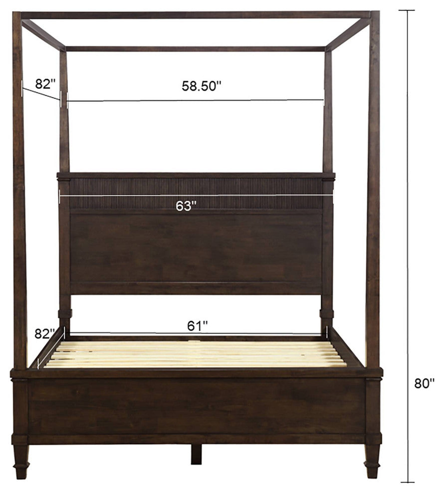 Martha Stewart Kenna Bed, Console Table, Nightstand, Dark Coffee, Bed-Queen Size