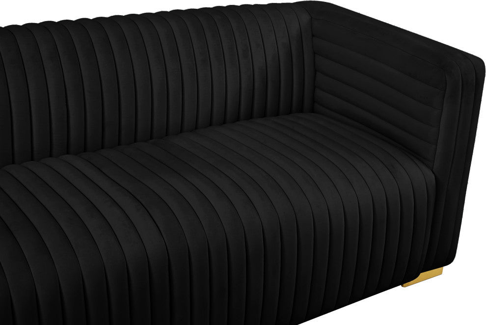 Ravish Velvet Upholstered Chair, Black, Sofa