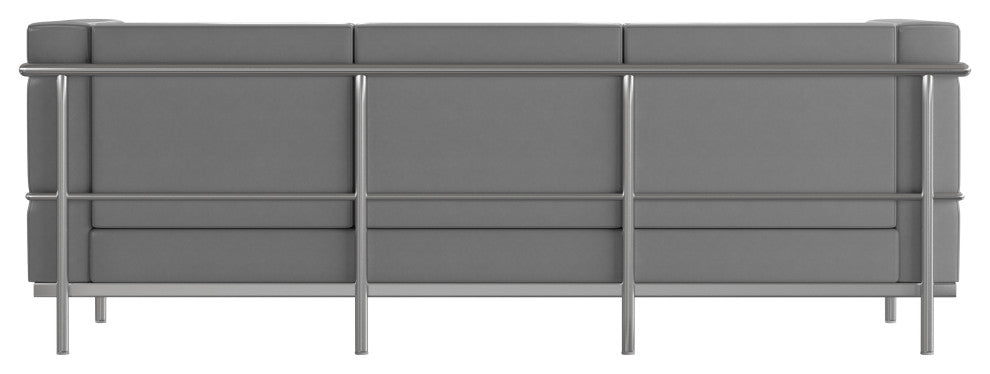 Hercules Regal Series Contemporary Gray LeatherSoft Sofa with Encasing Frame