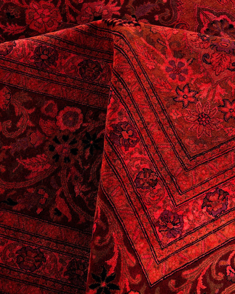 Overdyed, One-of-a-Kind Hand-Knotted Area Rug Pink, 11'10"x18'4"