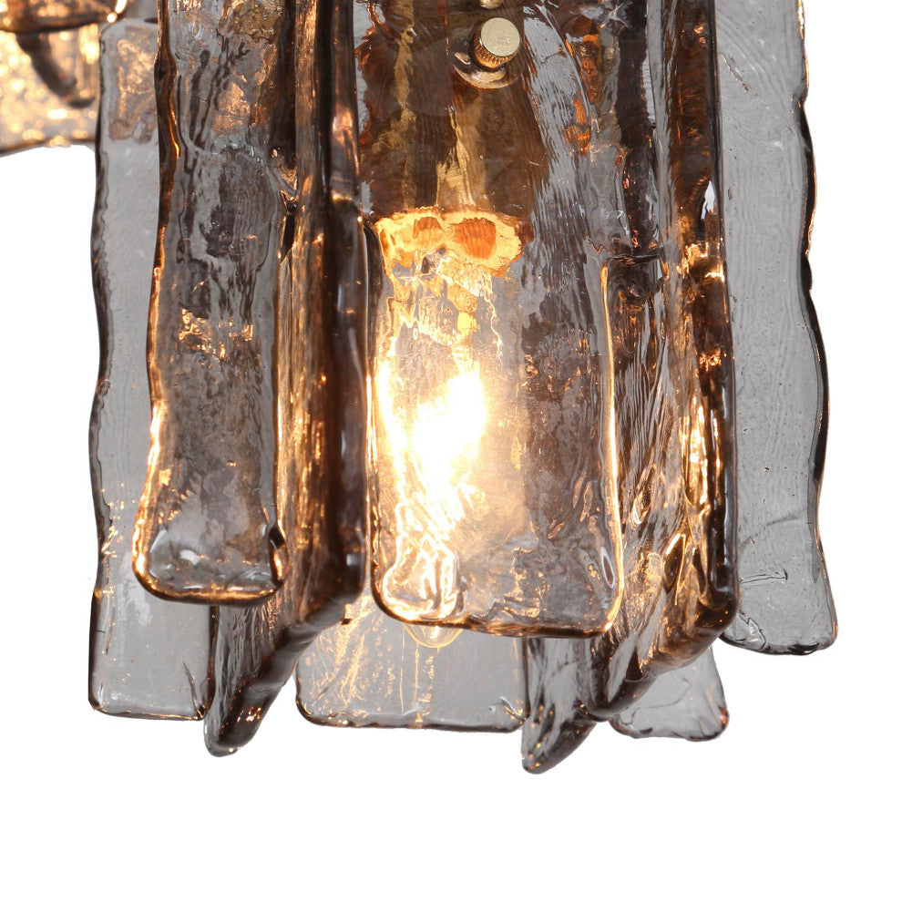 LNC Tucana Polished Gold Matte Black Modern Pendant Light, Textured Glass, 5 Light