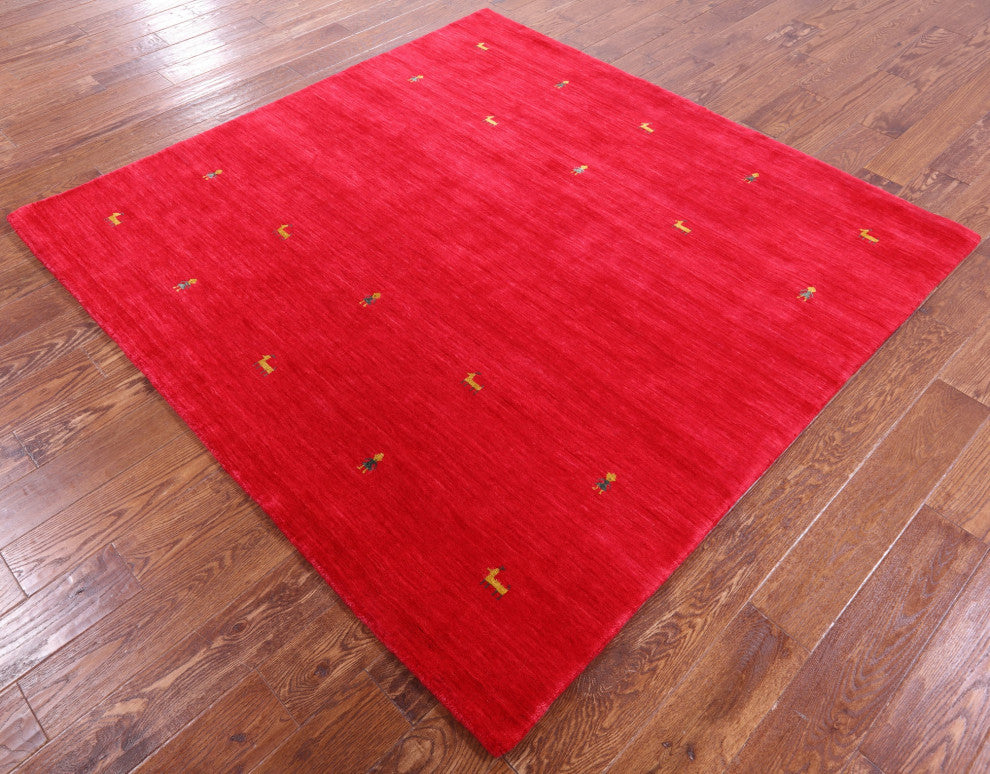 6' Square Persian Gabbeh Hand Knotted Wool Rug - Q15264