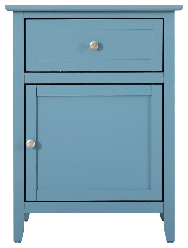 Izzy 1-Drawer, 1-Door Nightstand, Cherry, Teal