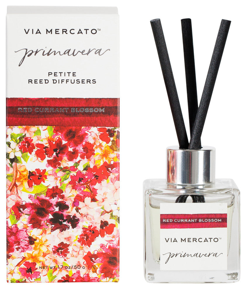 Via Mercato Primavera Petite Reed Diffuser- Red Currant Blossom