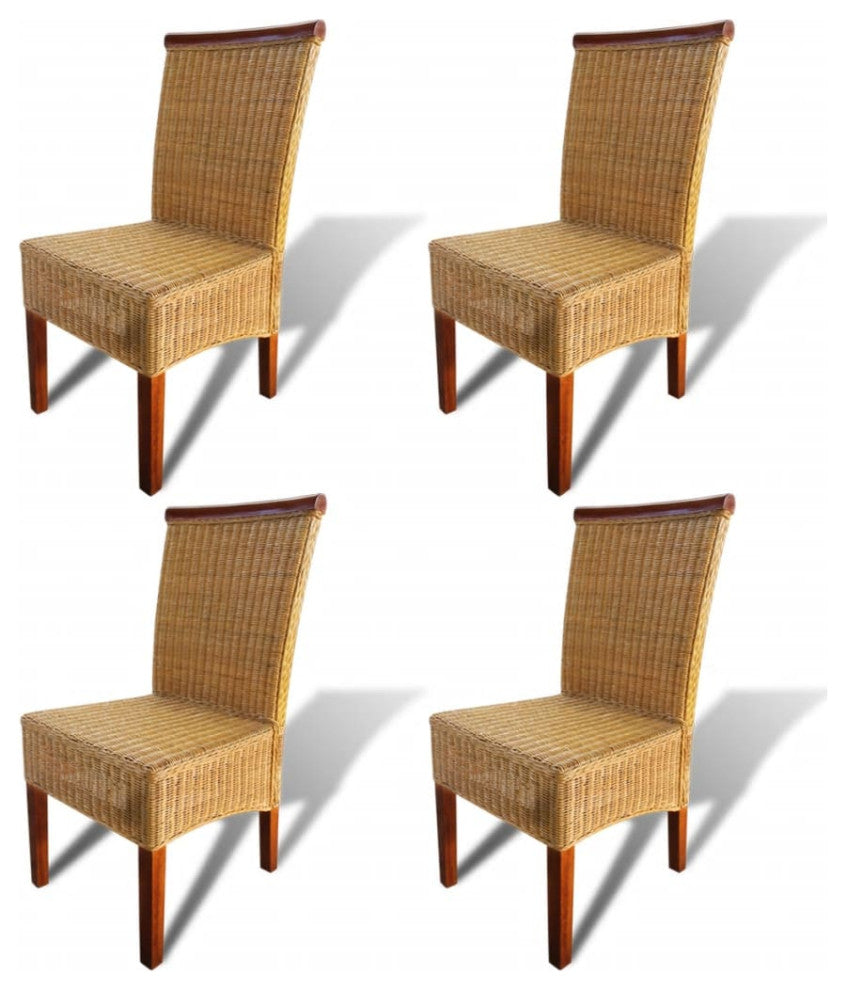 vidaXL Dining Chairs 4 pcs Brown Natural Rattan
