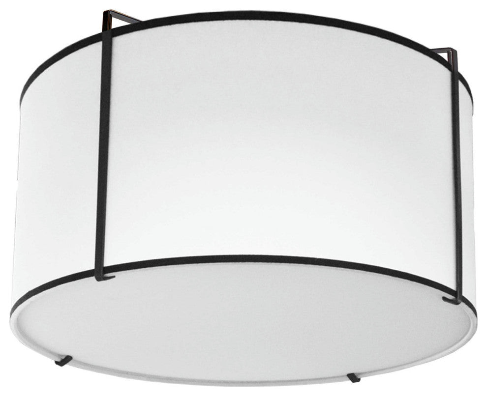 Trapezoid 2 Light Flush Mount Drum White Shade w/ White Fabric Diffuser