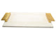 White Marble Challah Tray with Embossed Gold Handles