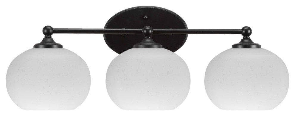 Capri 3-Light Bath Bar, Matte Black/White Muslin