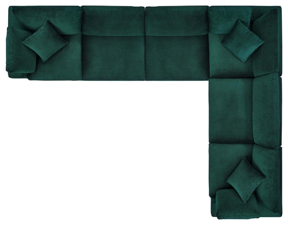 Sectional Sofa Set, Velvet, Green, Modern, Living Lounge Hotel Lobby Hospitality