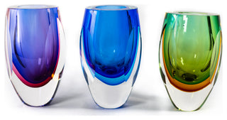 Azure Art Glass Vase 6"