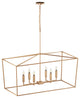 Farmhouse 6-Light Rectangular Kitchen Island Chandelier Over Table, Gold