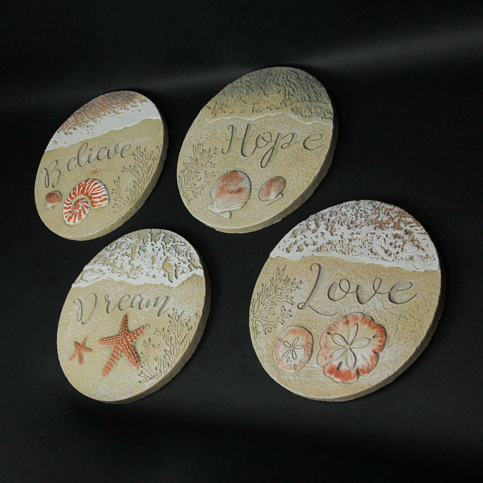 Coastal Beach Inspirational Garden Sculpture Decorative Wall Art Decor Set