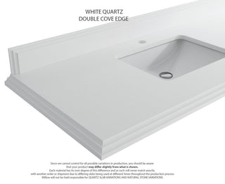 Austin 36 Right Offset Bath Vanity in Light Natural Teak 1.5" White Quartz