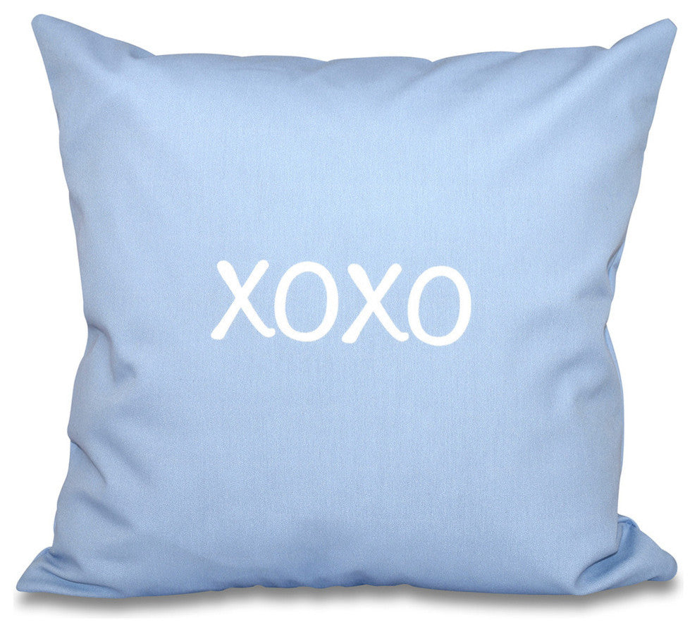 18"x18" "xo"xo, Word Print Pillow, Blue