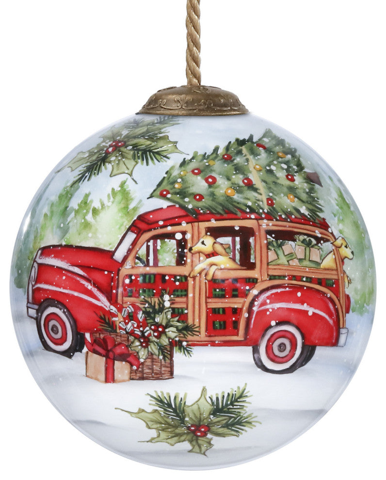 Home For Christmas Hand Painted Mouth Blown Glass Ornament
