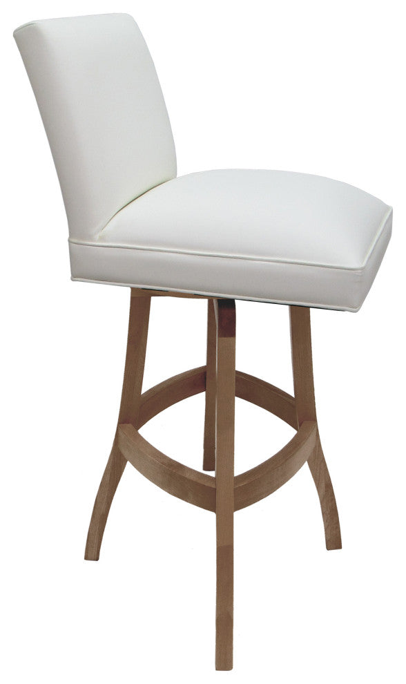 Swivel Wood Counter, Bar or Extra Tall Stool - Sommerville on S-Base, White Vinyl - Cashew, 30"