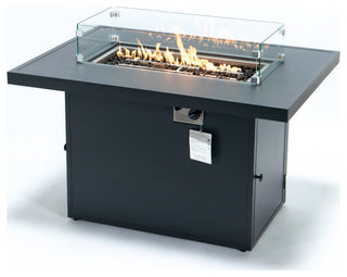 LeisureMod Chelsea 5-Piece Armless Patio Sectional and Fire Pit Set, Black