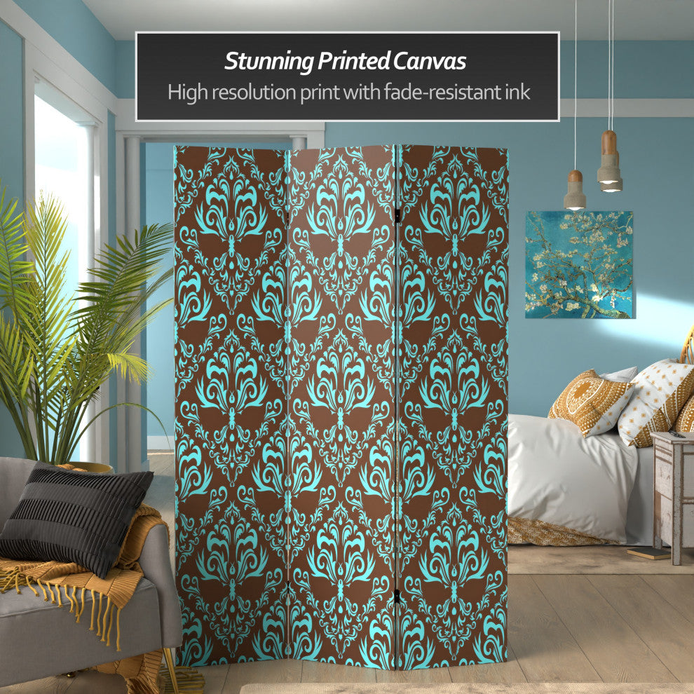 6' Tall Double Sided Damask Room Divider