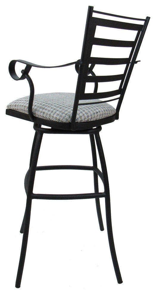 Outdoor Indoor Swivel Bar Stool Counter, Coco Taupe on Black, 30"